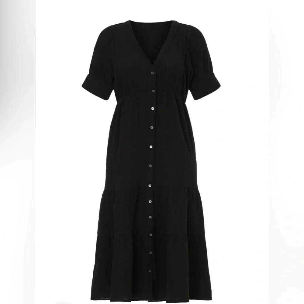 Madewell gauze cotton black midi dress - Picture 2 of 6